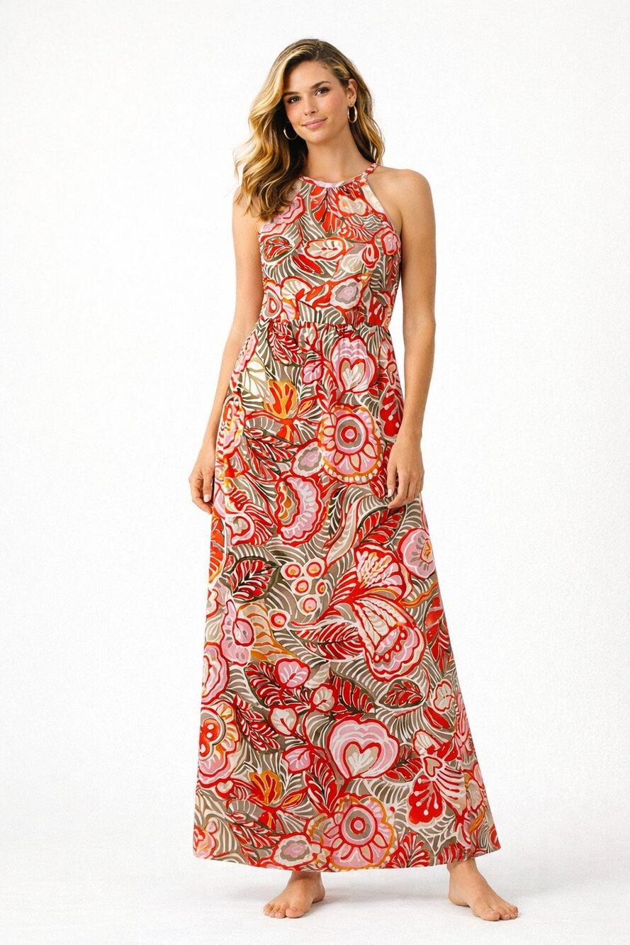 LOFT Retro Floral Racerback Maxi Dress